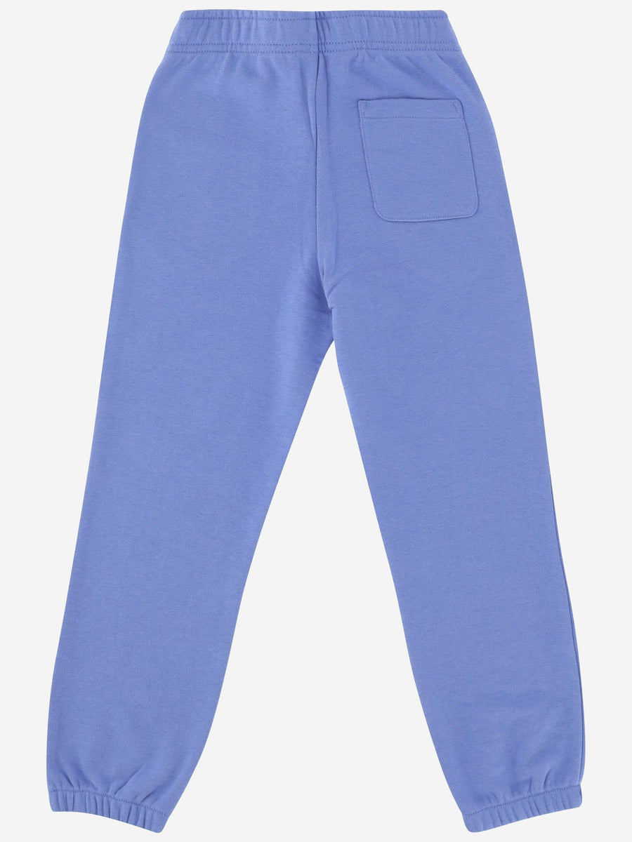 Cotton-Blend Pants With Logo Embroidery Navy Trousers