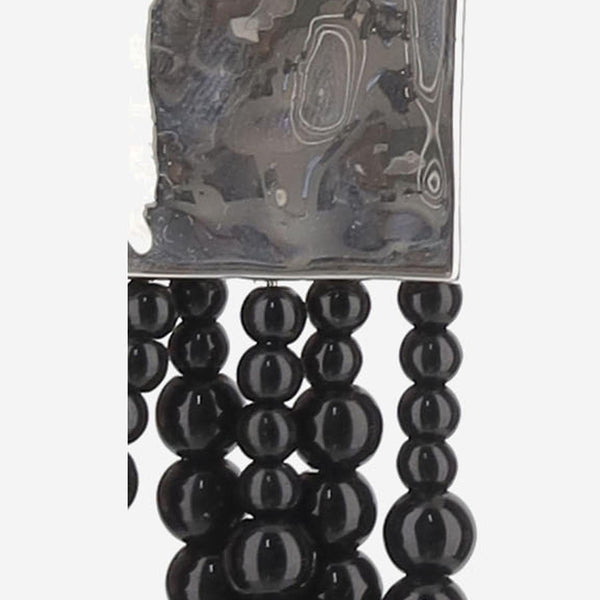 Earring Medusa Onyx & Pearl Black Sterling Silver