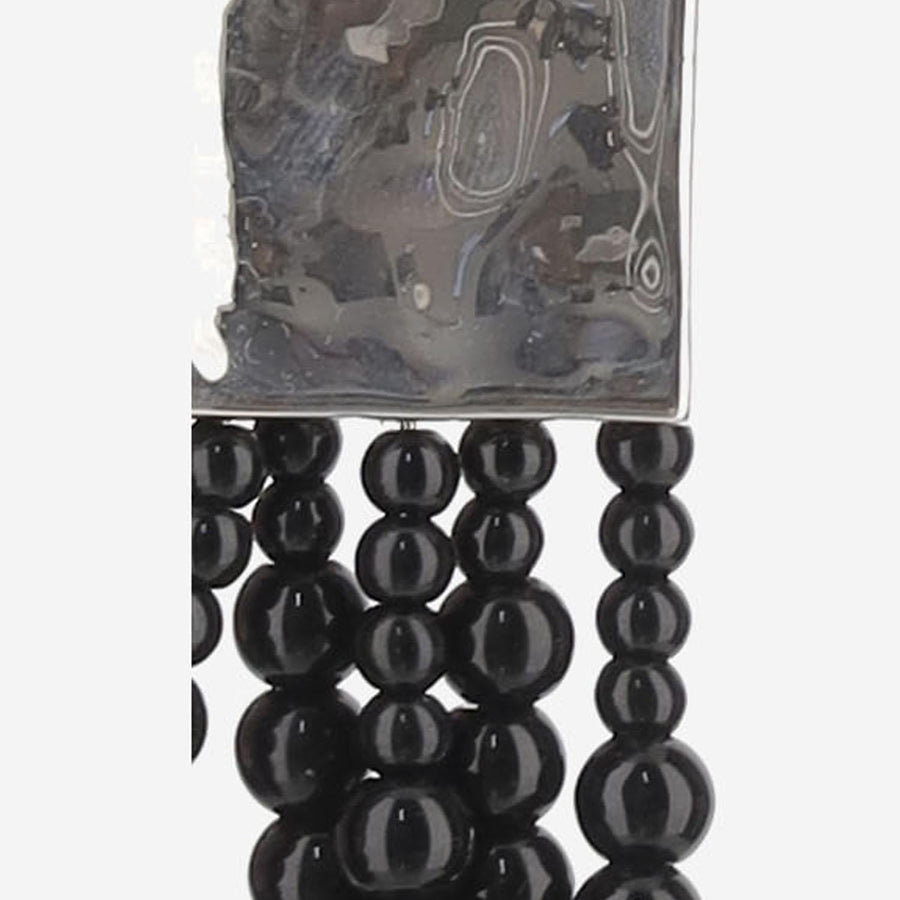 Earring Medusa Onyx & Pearl Black Sterling Silver