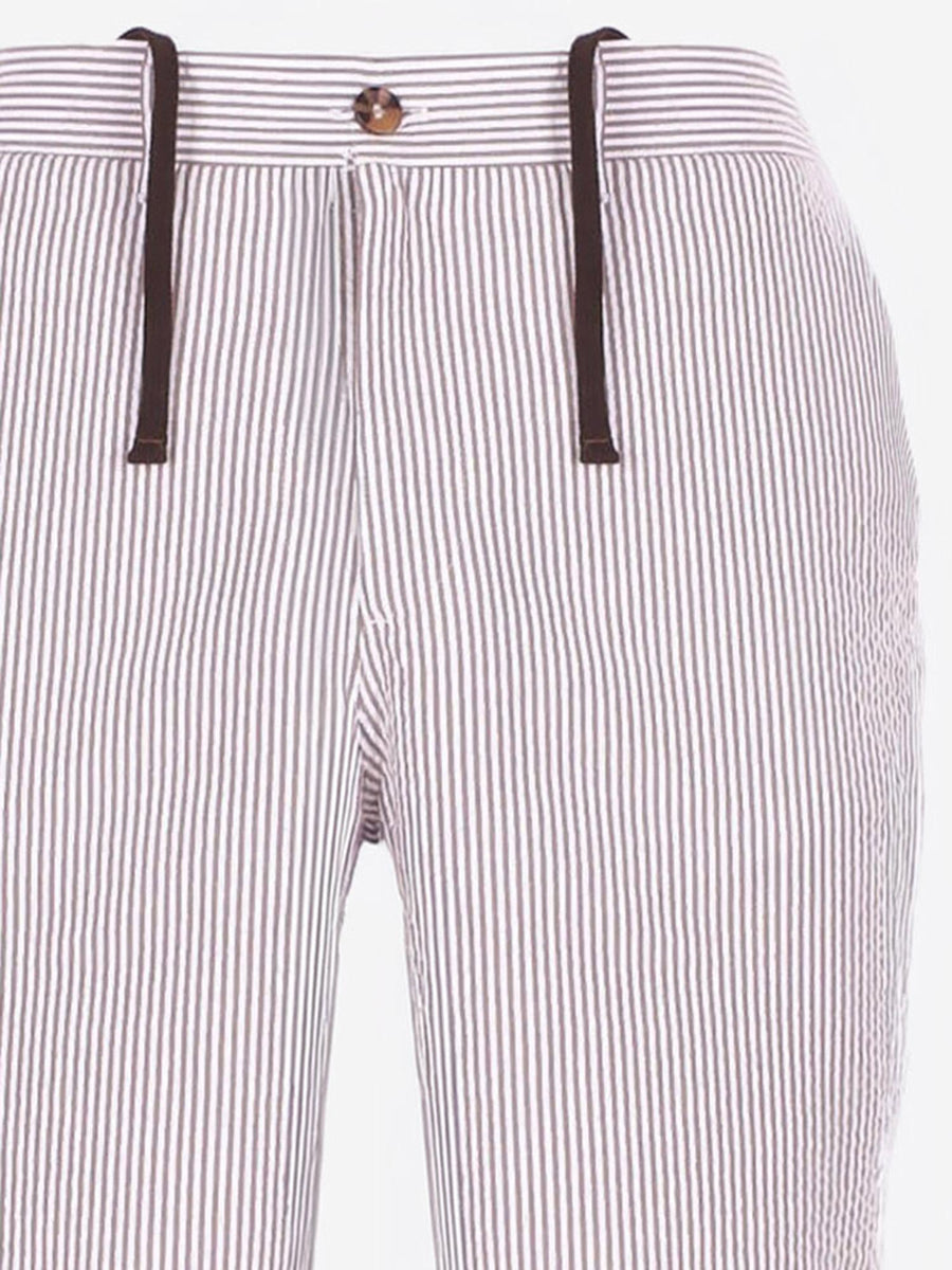 Shorts, Striped Cotton Brown