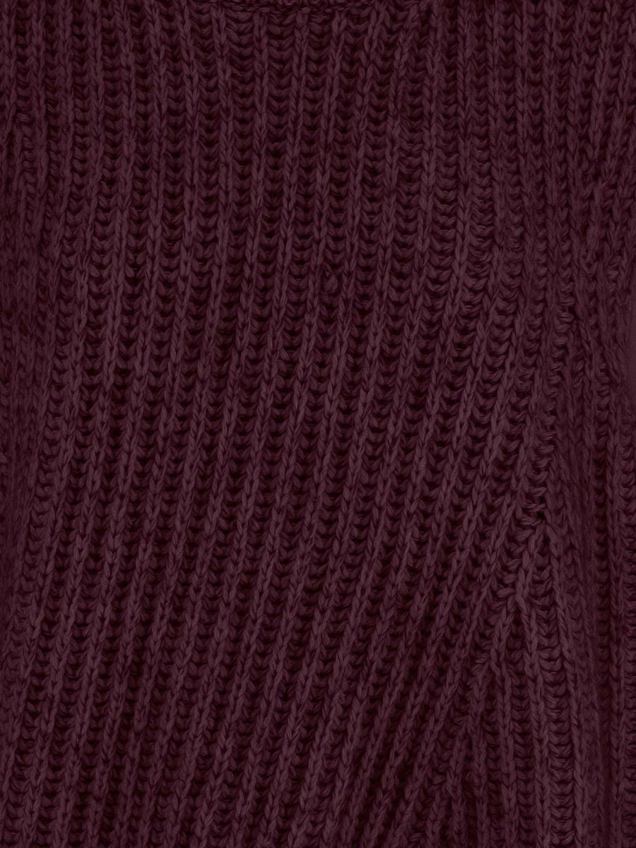 Sleeveless Ribbed Wool Blend Jumper Bordeaux Virgin