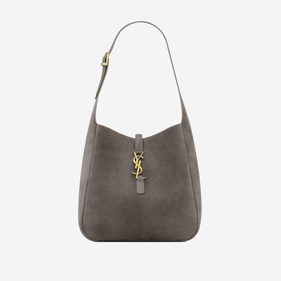 Small And Soft Suede Le 5 À 7 Bag Gray Calf Leather Shoulder