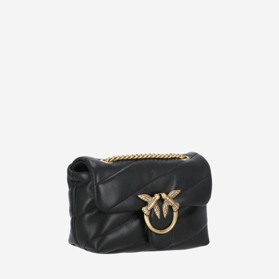 Shoulder Bag Love Baby Puff Nappa Leather Black