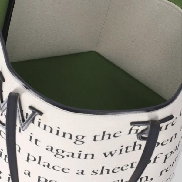 Cotton Blend Anchor Shopping Bag Ivory, Black Shoulder