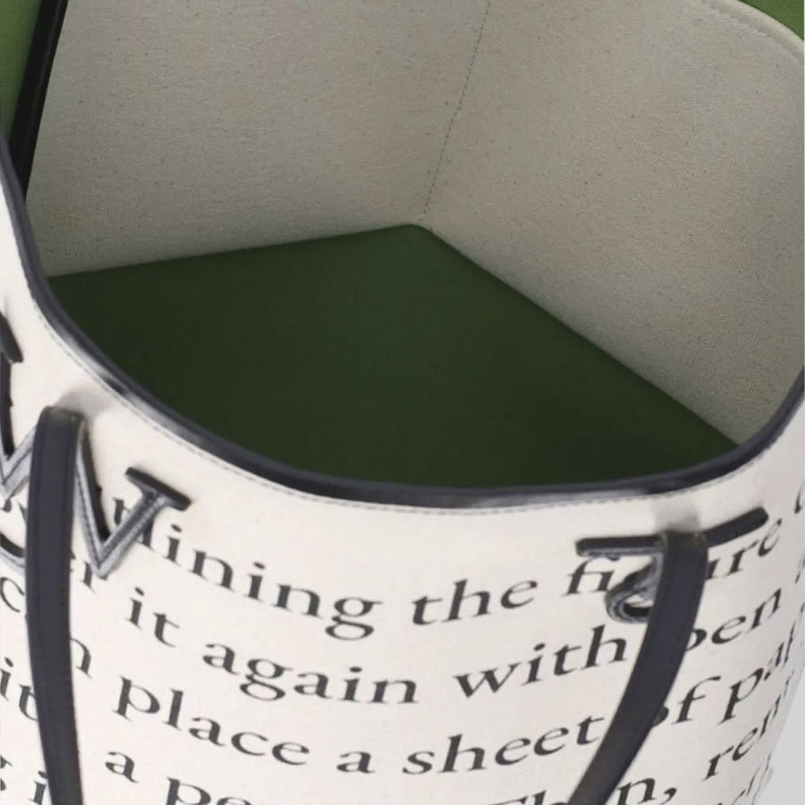 Cotton Blend Anchor Shopping Bag Ivory, Black Shoulder