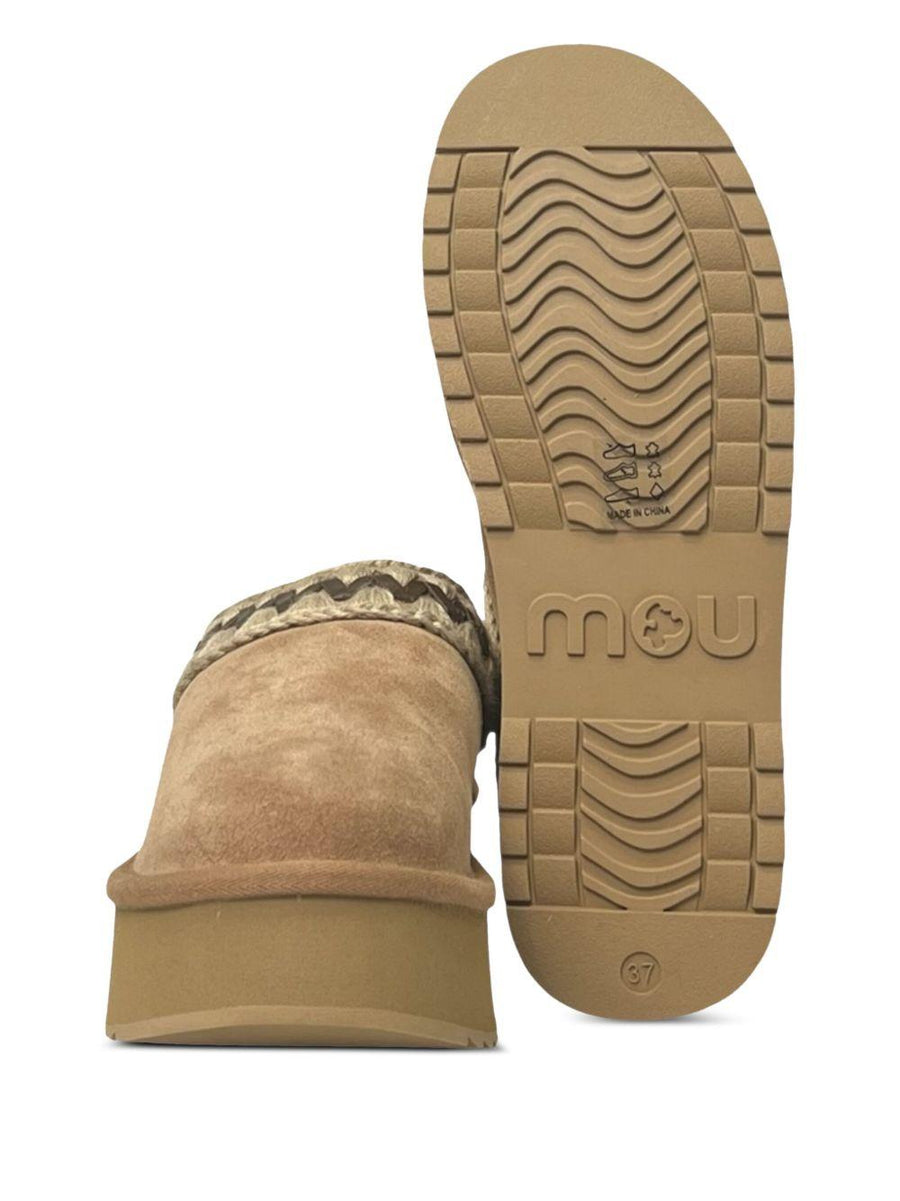Mou Platform Clog Sabot Beige Sheepskin Shoe