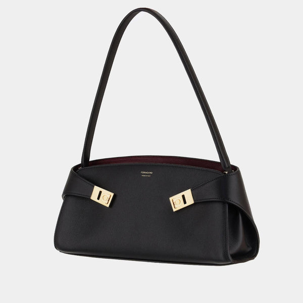 Shoulder Bag Hug East-West Black Calfskin