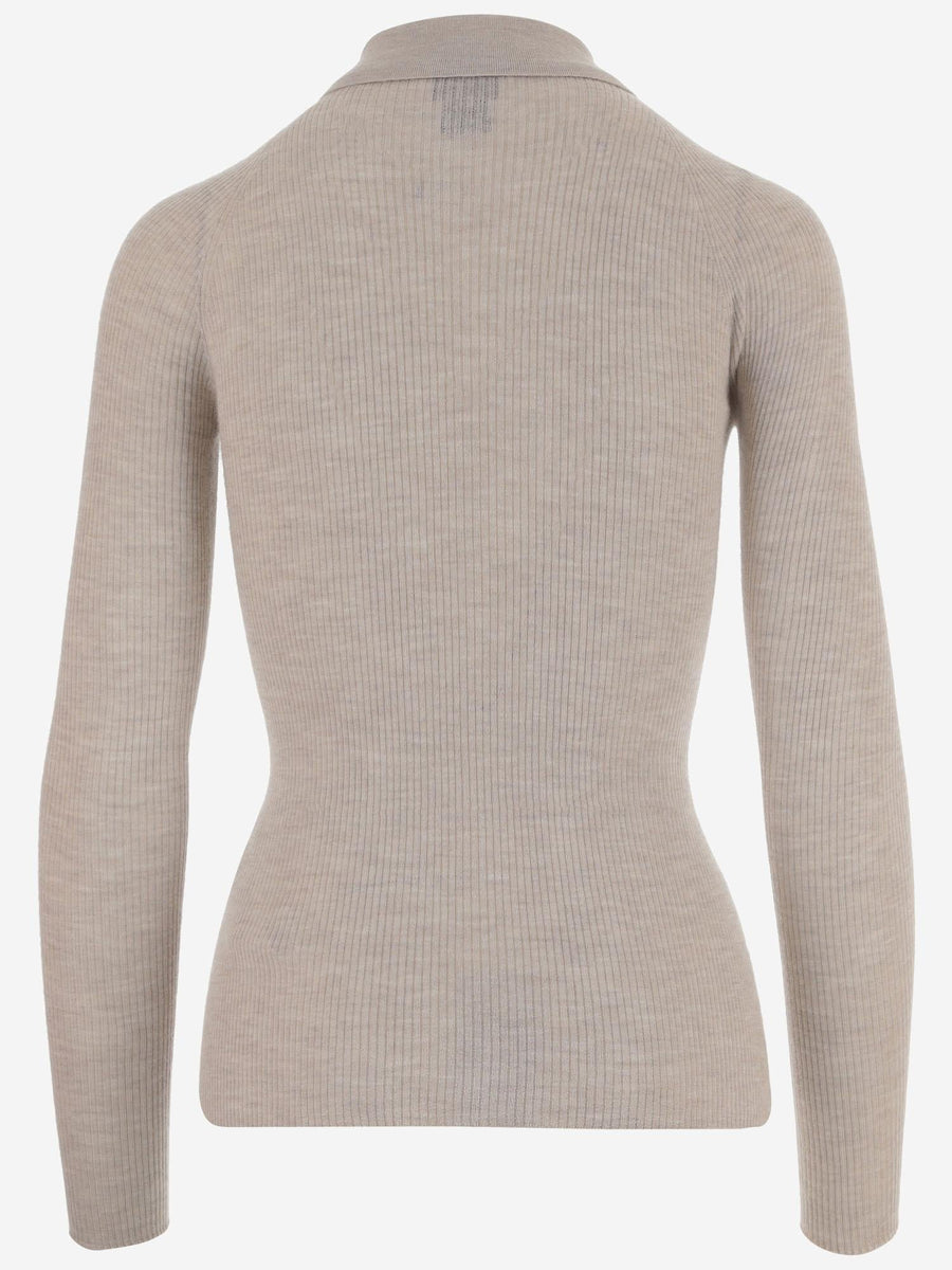 Polo Shirt Cashmere-Silk Beige Tops