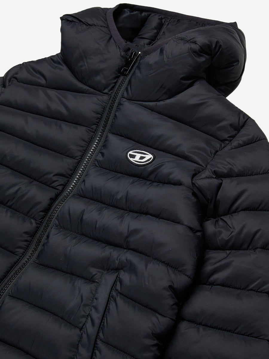 Padded Jacket With Logo Black Polyamide