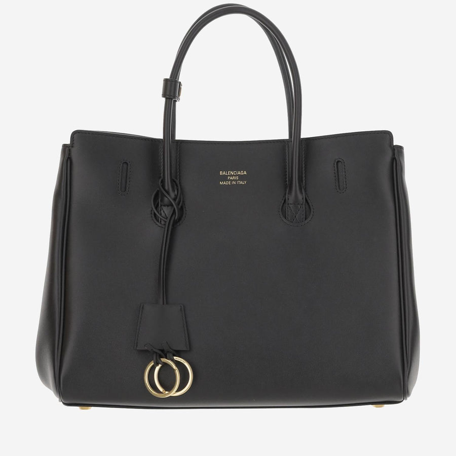 Balenciaga Carry All Hampton Small Bag Black Leather Handbags