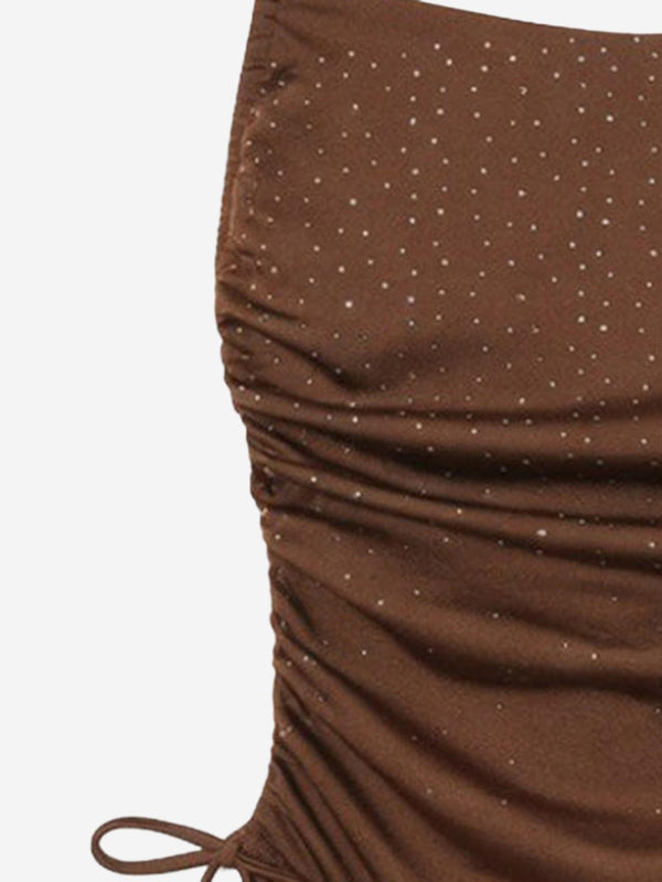 One-Piece Swimsuit With Side Ties, Brown Polyamide Swimwear