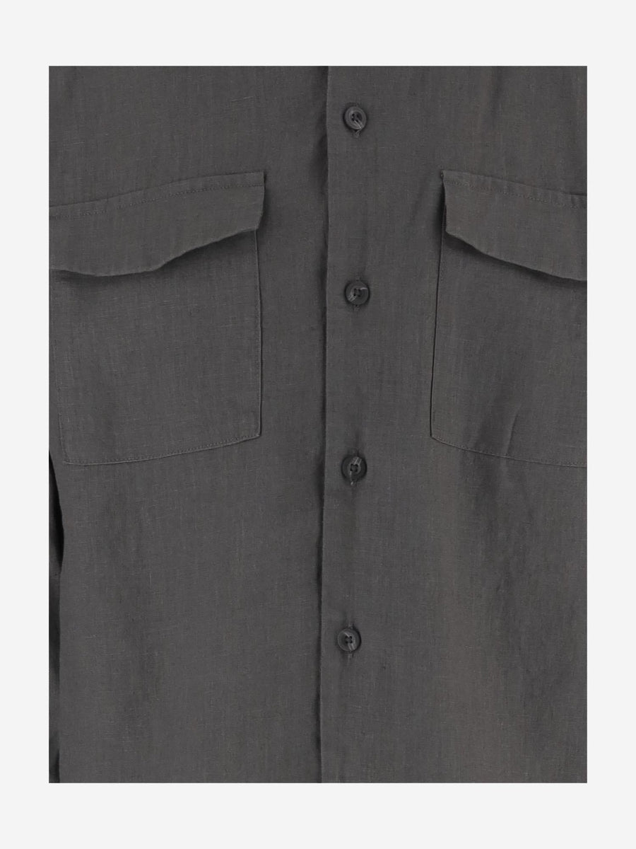 Linen Shirt With Long Sleeves Grey