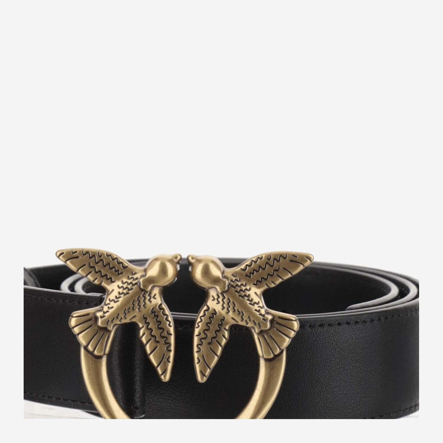 Leather Belt With Logo Black