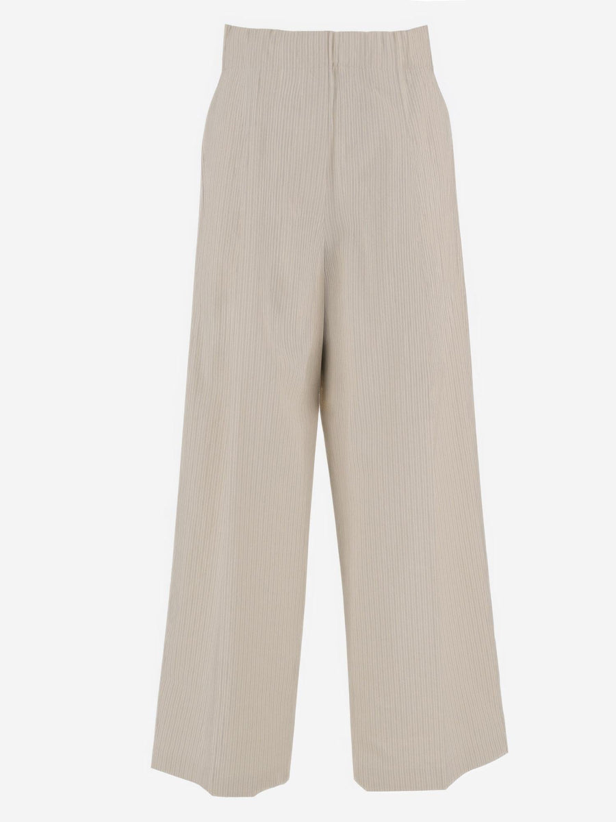 Trousers Striped Cotton-Blend Beige