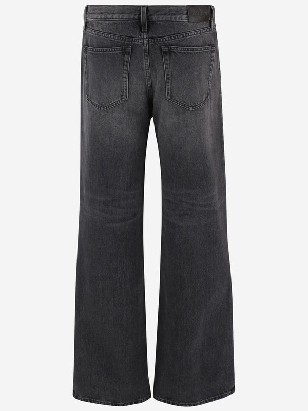 Denim Jeans With Clamp Detail Dark Cotton