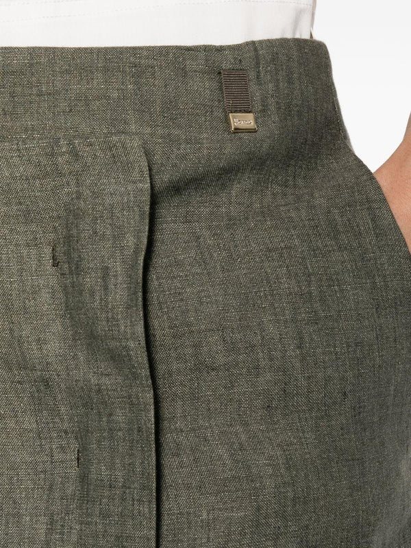 Long Linen Skirt Green