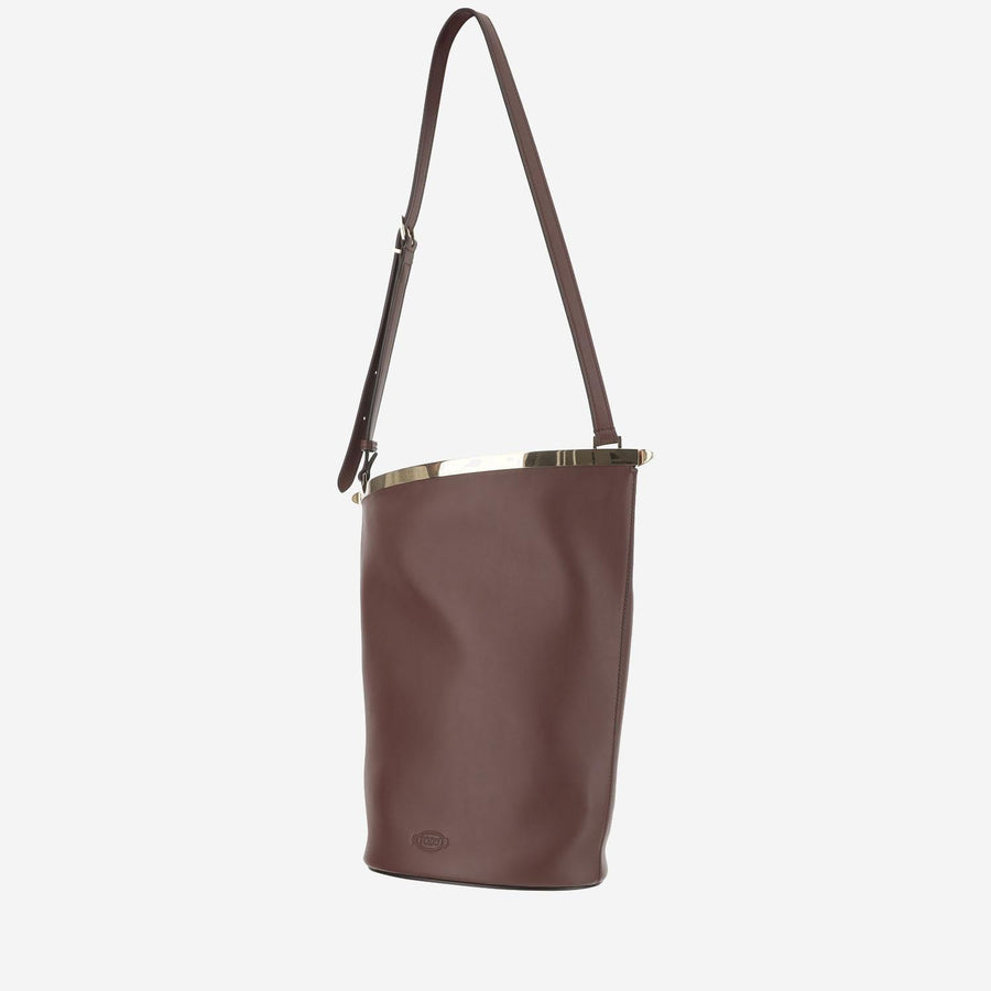 Small Leather Bucket Bag Brown Calfskin Handbags