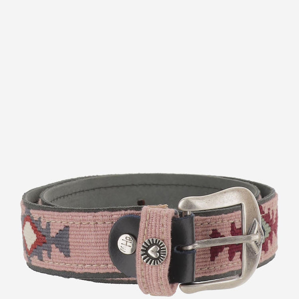 Belt Leather And Fabric Pink