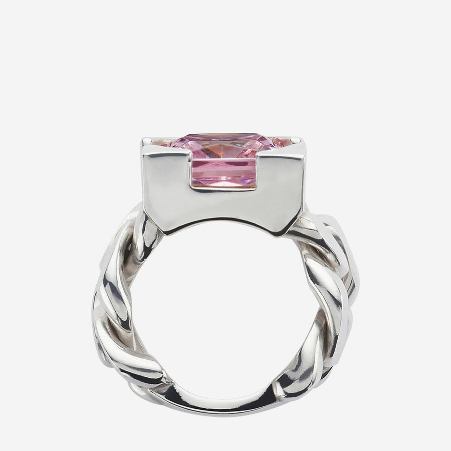 Chain Ring, 925 Sterling Silver, Pink