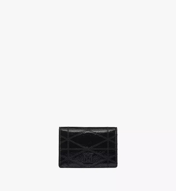 Travia Quilted Card Wallet Crushed Leather - Black Holder