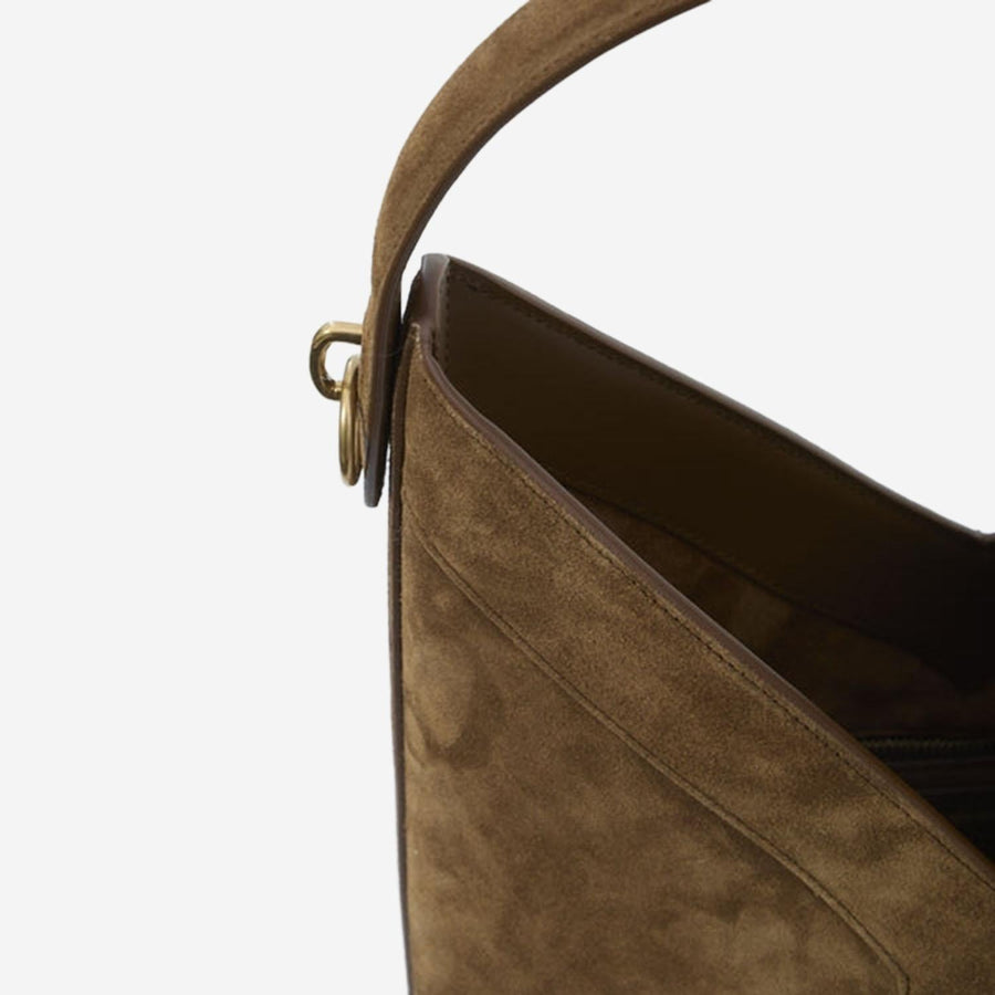 Y Bucket Bag Suede Brown Shoulder
