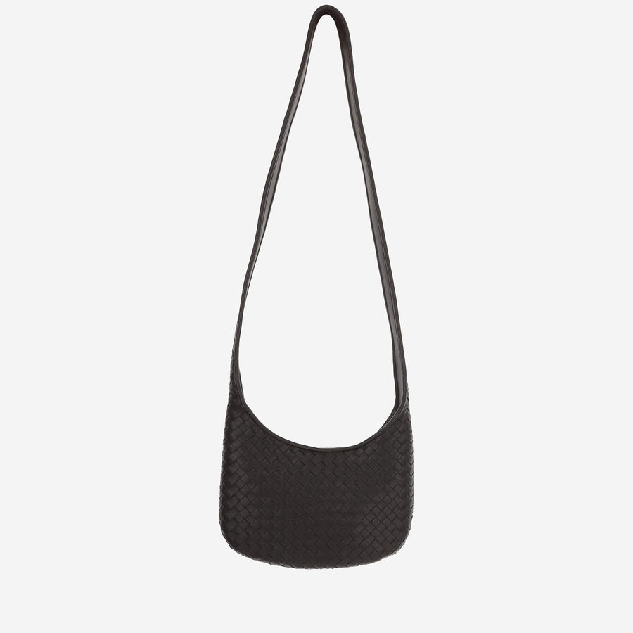 Veneto Leather Shoulder Bag Dark Brown Pelle