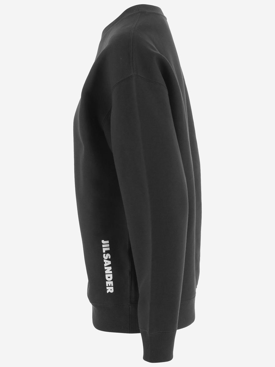 Crew-Neck Cotton Sweatshirt Black Knitwear