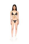 Drawstring Triangle Bikini Top With Monogram Black Polyester Swimwear