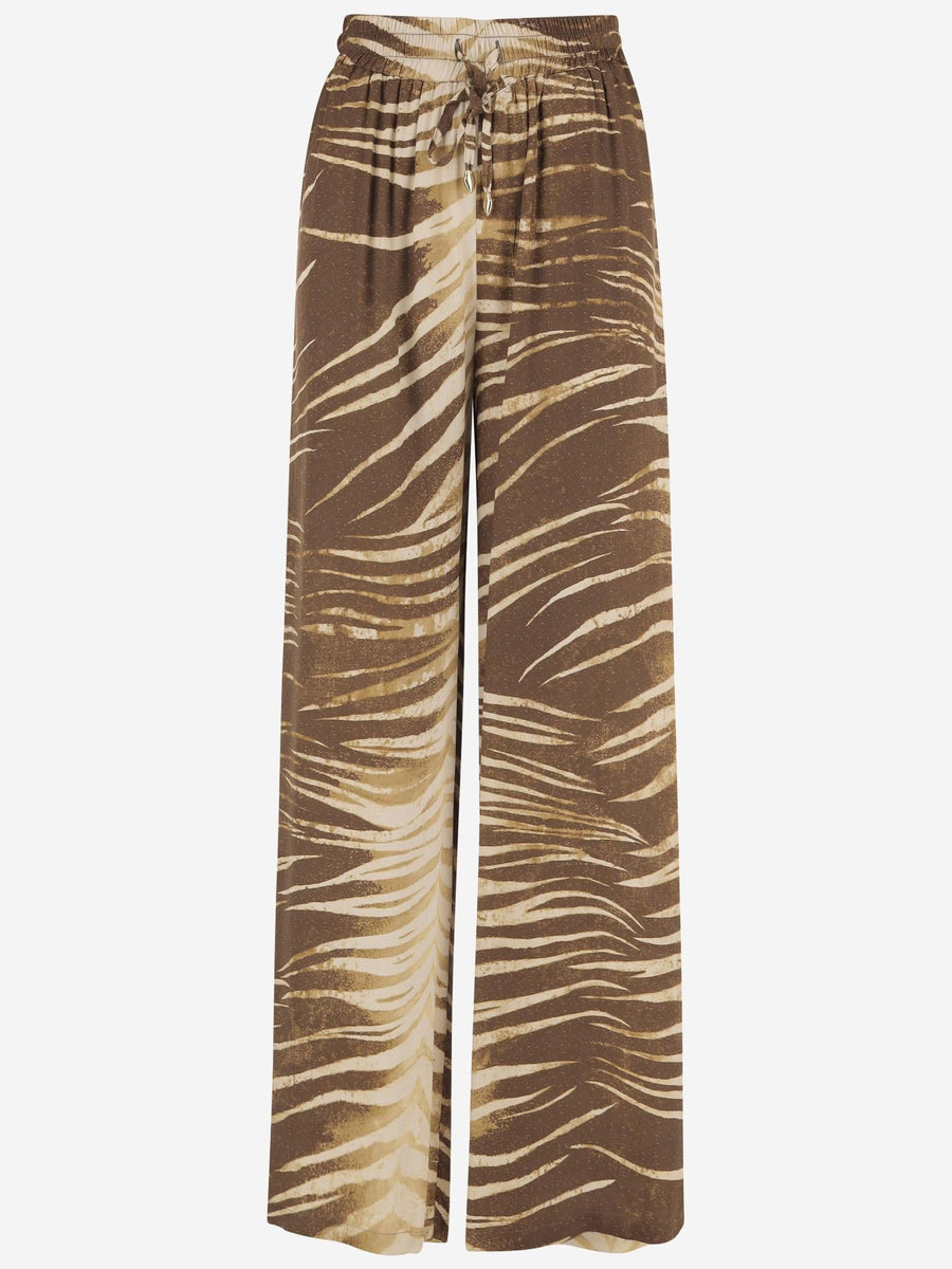 Viscose Trousers With Brushstroke Print