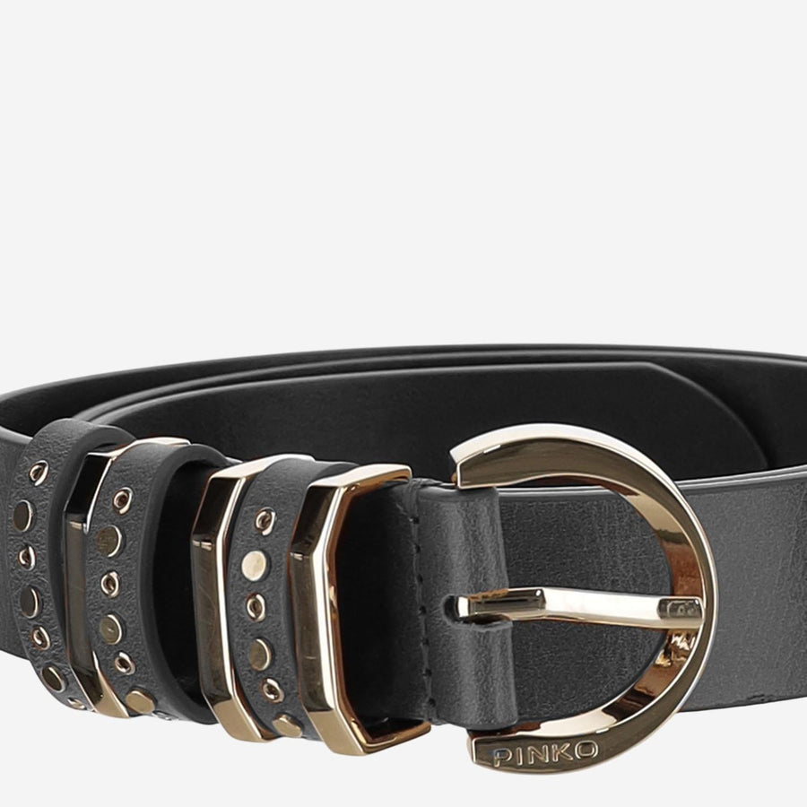Leather Belt With Studs Black