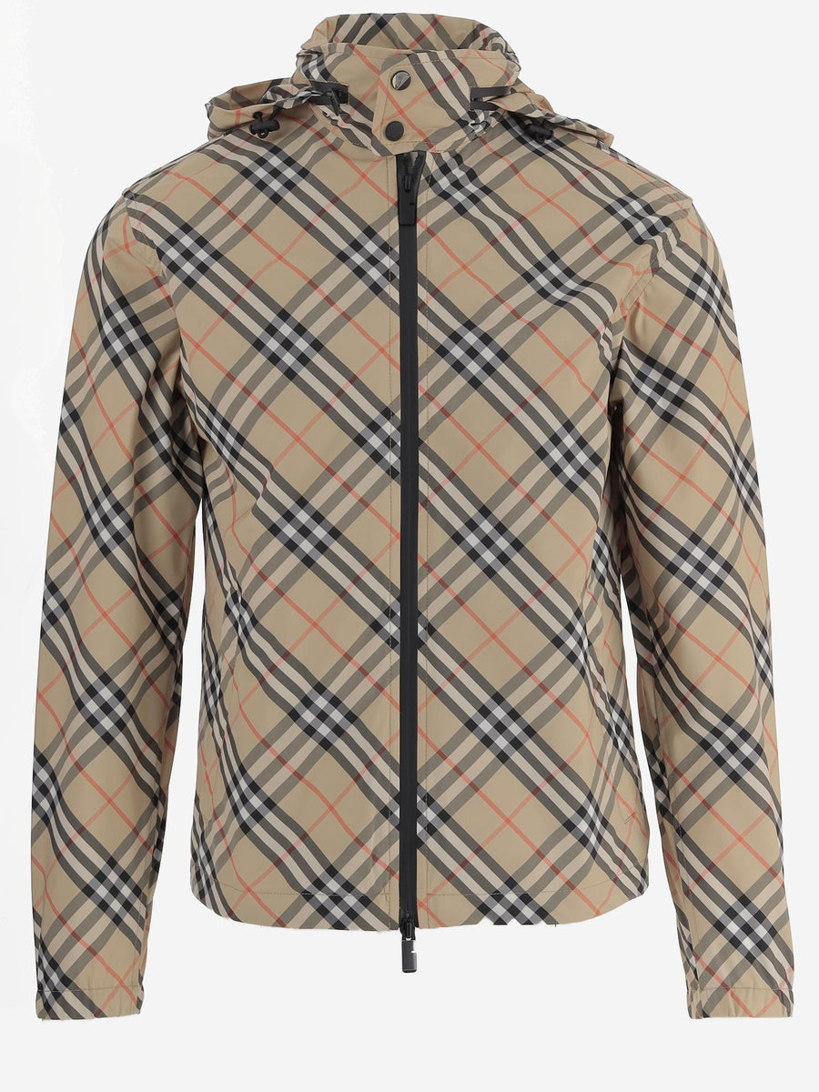 Nylon Jacket With Check Pattern Polyester