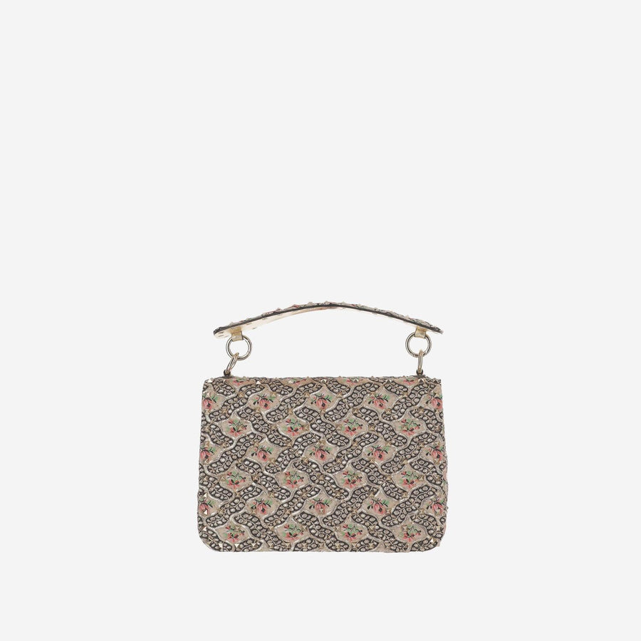 Shoulder Bag Rose Gold-Black-Mekong Gold/black/mekong Leather And Fabric