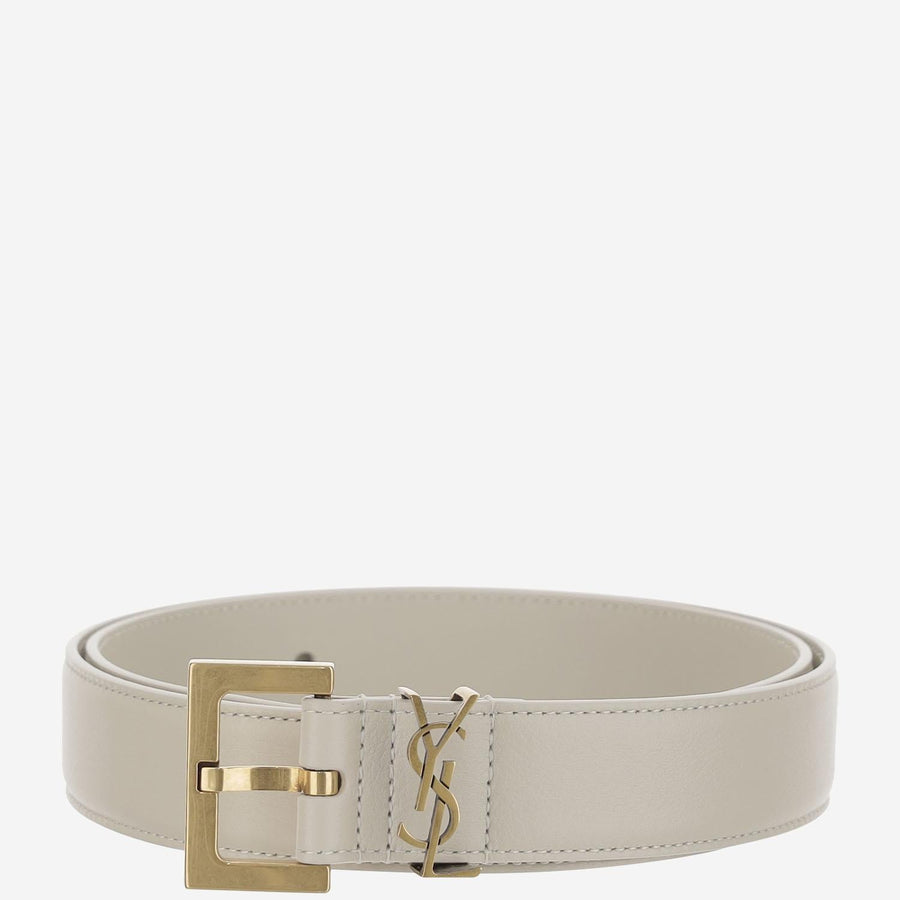 Leather Belt Glossy White Calfskin