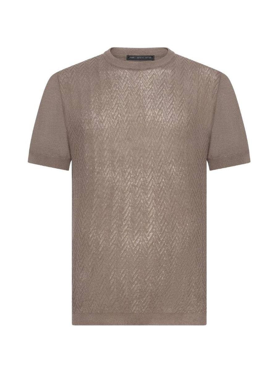 Ribbed Crewneck Sweater Beige Cotton