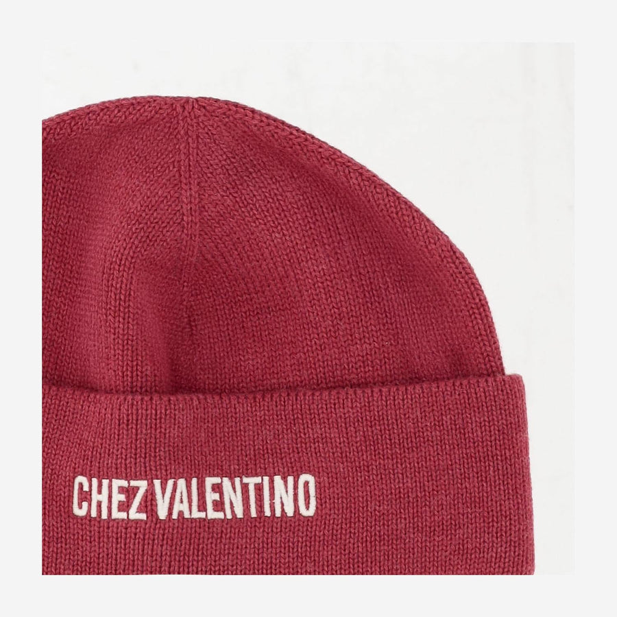 Cotton And Wool Beanie With Logo Red Hat