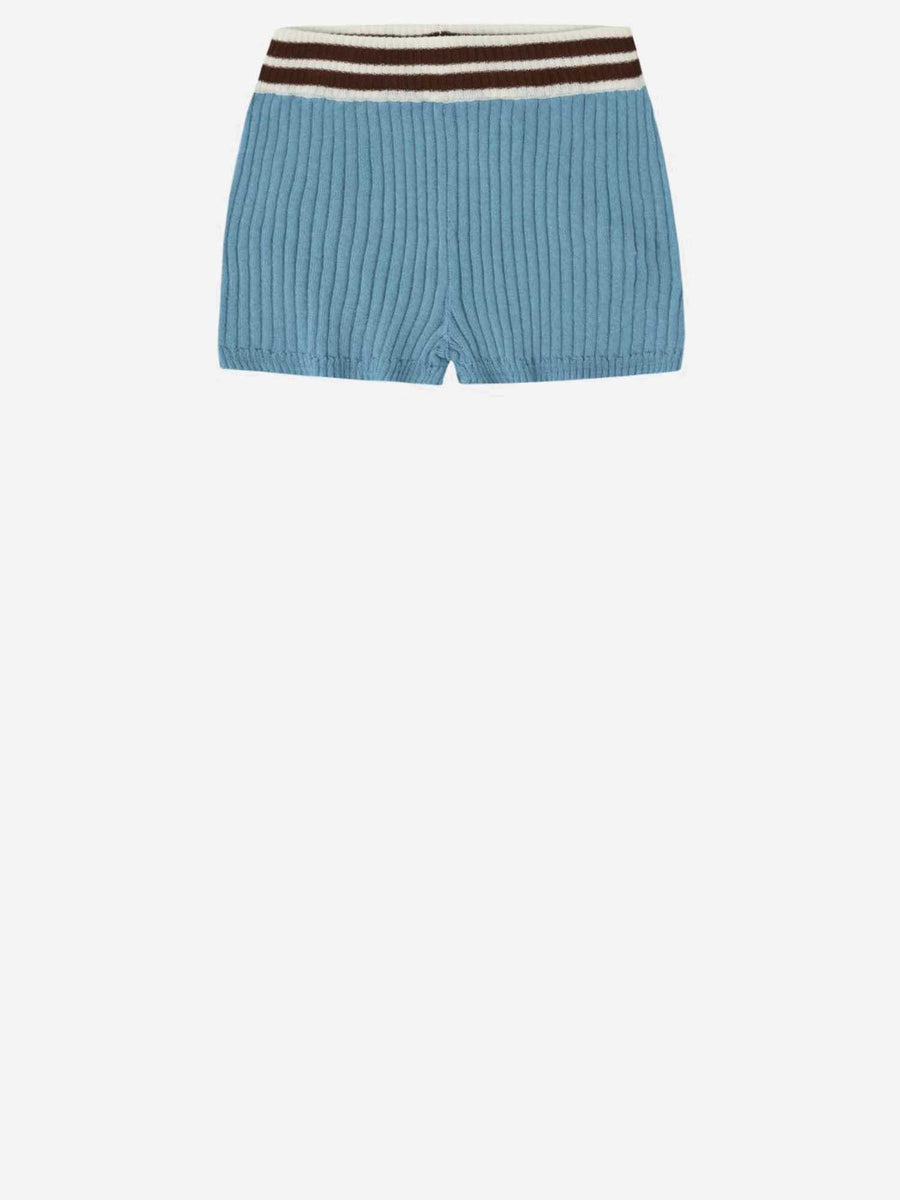 Cotton Shorts Ribbed Light Blue