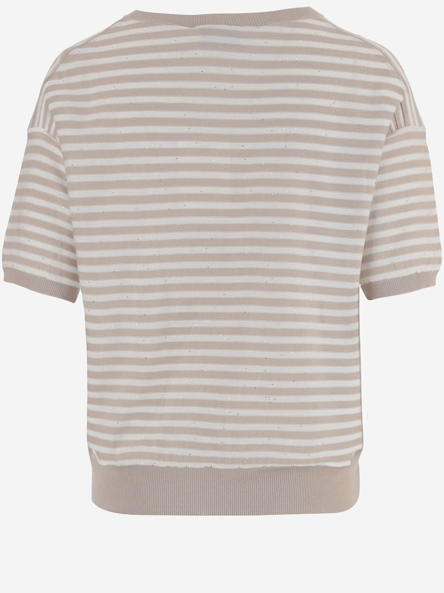 Striped Cotton Sweater Beige