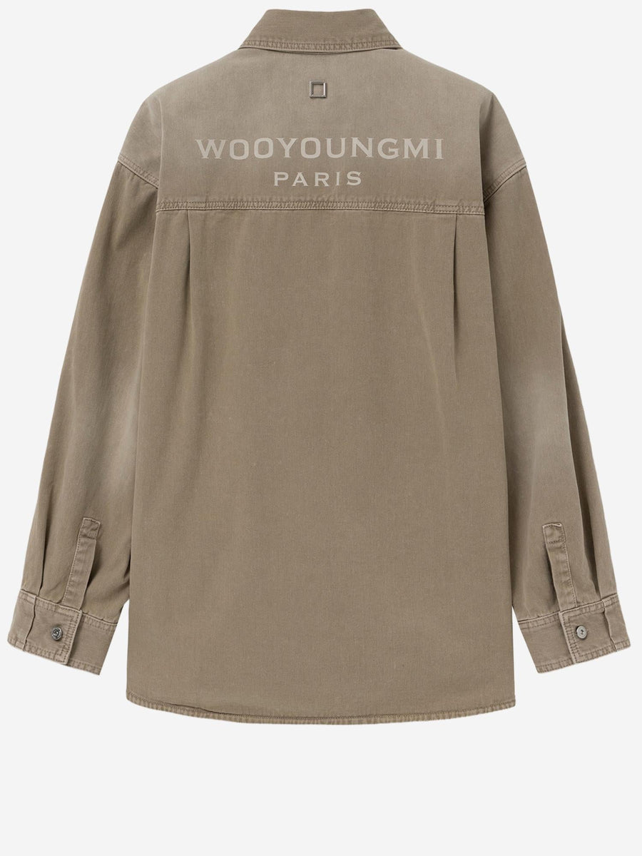 Cotton Shirt With Logo Beige