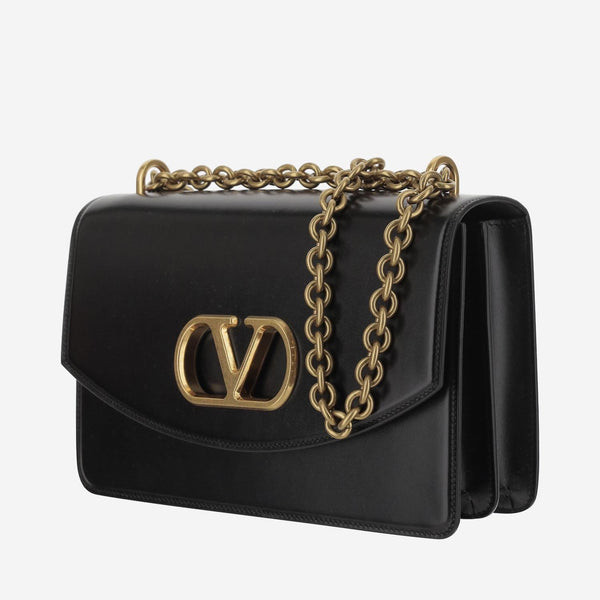 Vain Leather Shoulder Bag Black Calfskin