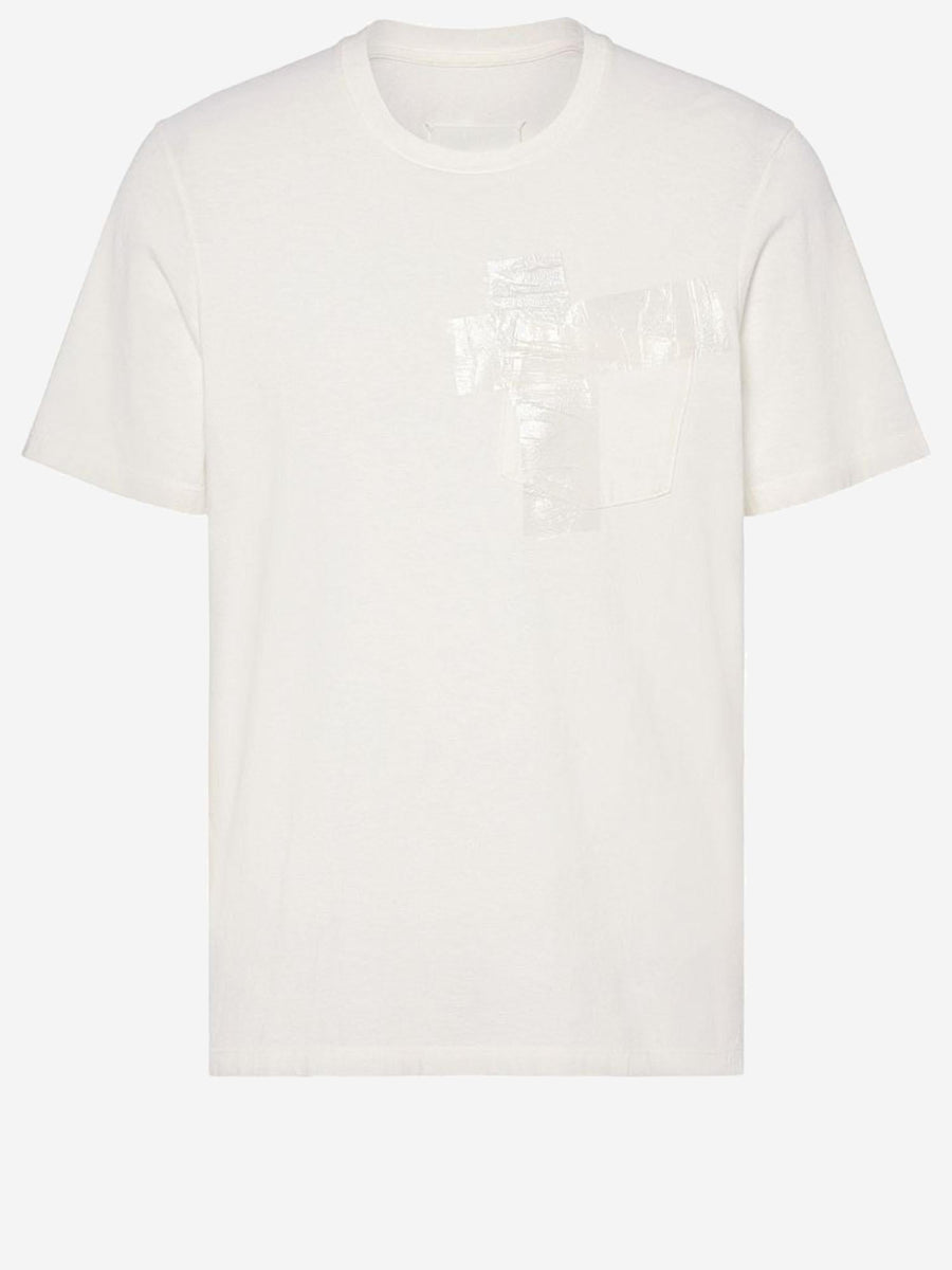 T-Shirt With Adhesive Tape Detail White Cotton T-shirts