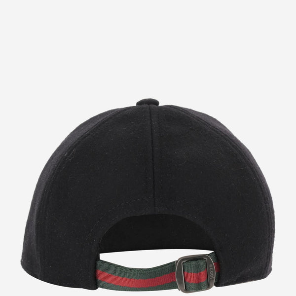 Wool Baseball Cap With Adjustable Strap Black Hat