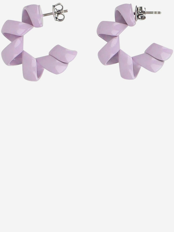 Earrings Coiled Lavender Silver/glass
