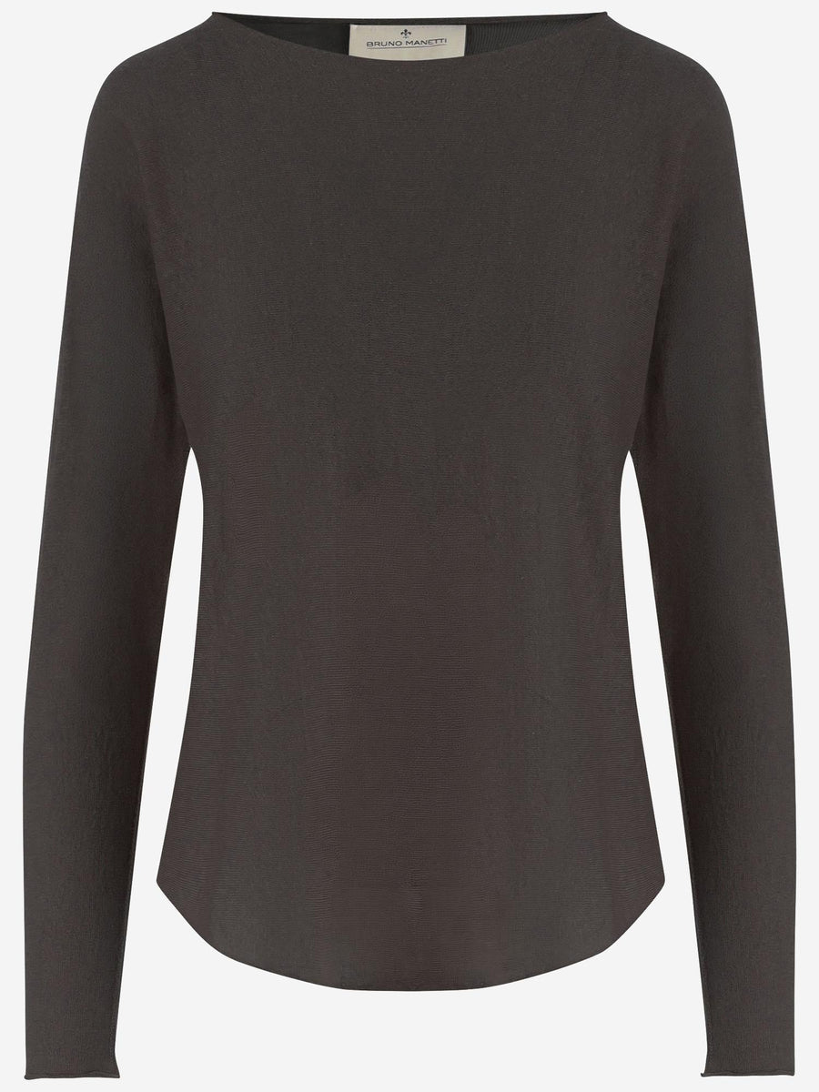 Linen And Cotton Sweater Dark Brown