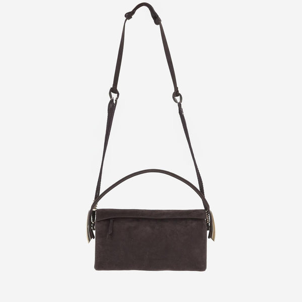 Suede Top-Handle Shoulder Bag Brown