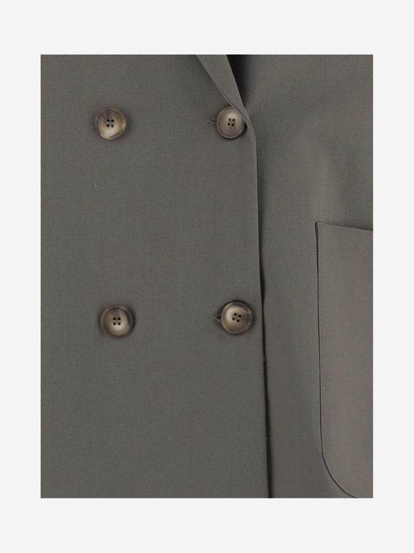Stretch Cotton Double-Breasted Jacket Grey