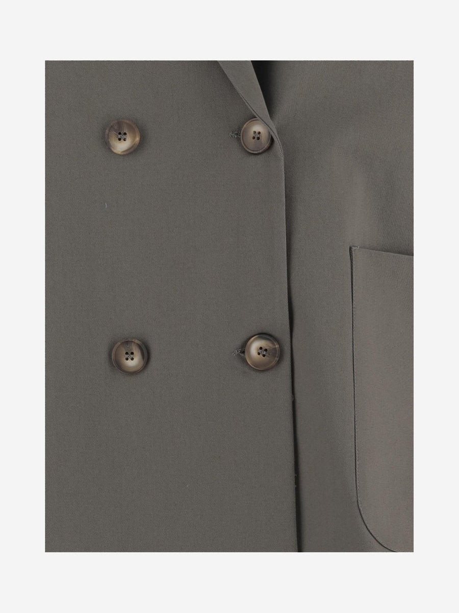 Stretch Cotton Double-Breasted Jacket Grey