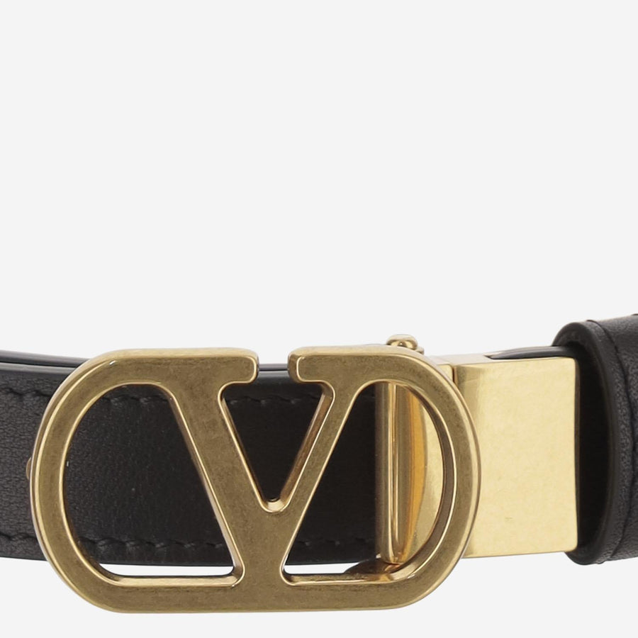 Vlogo Signature Leather Belt Black