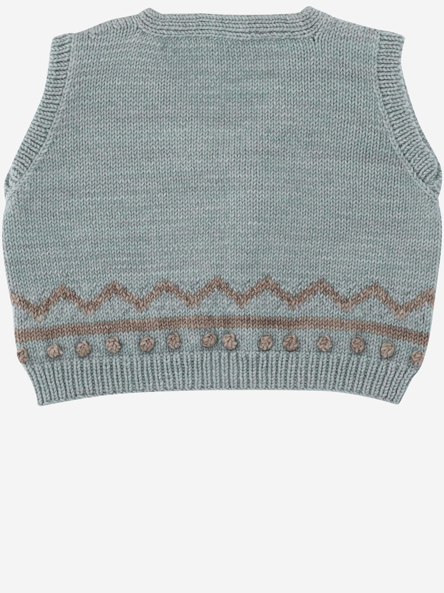Merino Wool Vest With Graphic Pattern Light Blue Knitwear