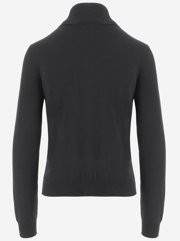 Wool Turtleneck With Embroidery Black