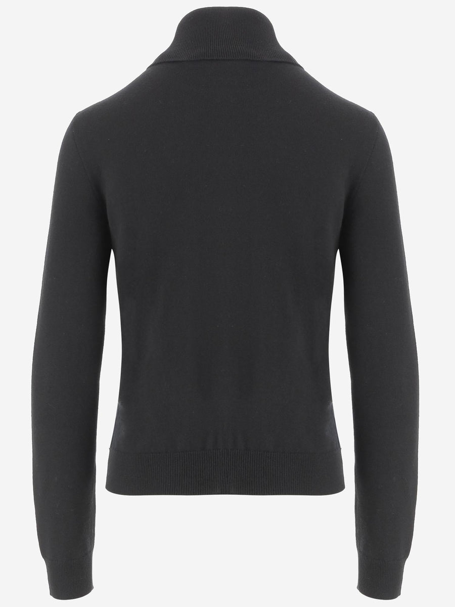 Wool Turtleneck With Embroidery Black